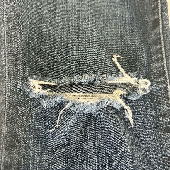 Good American Blue 349 Stretch Skinny Jeans Distressed Hem Size 6 Med Wash - Picture 5 of 7